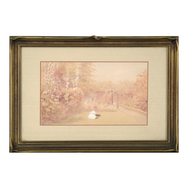 Playing in the Garden With a Cat - Landscape For Sale