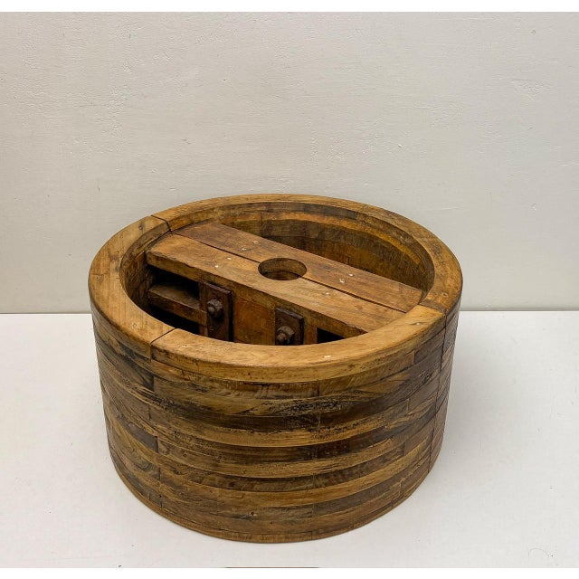 Large Antique Pulley Wheel Wood Split Belt Pulley, 1900s For Sale - Image 15 of 16