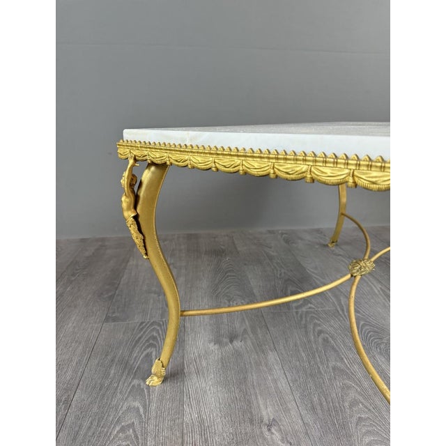20th Century Gilt Bronze and Marble Coffee Table For Sale - Image 6 of 9