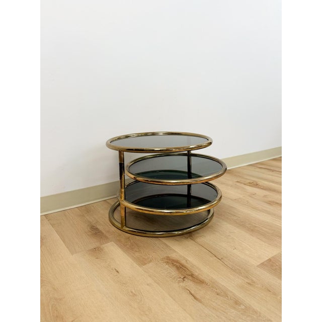 Mid 20th Century Milo Baughman Style Tubular Chrome Swivel Coffee Table Smokey Glass MCM For Sale - Image 5 of 13
