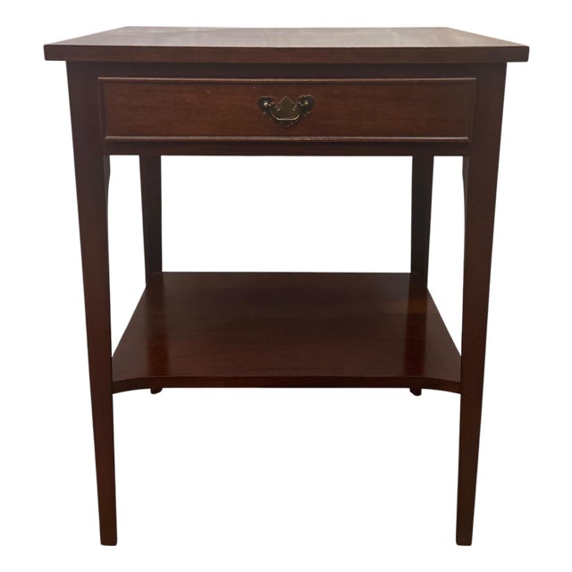 Vintage Craftique Chippendale Style Solid Mahogany Nightstand / Side Table For Sale