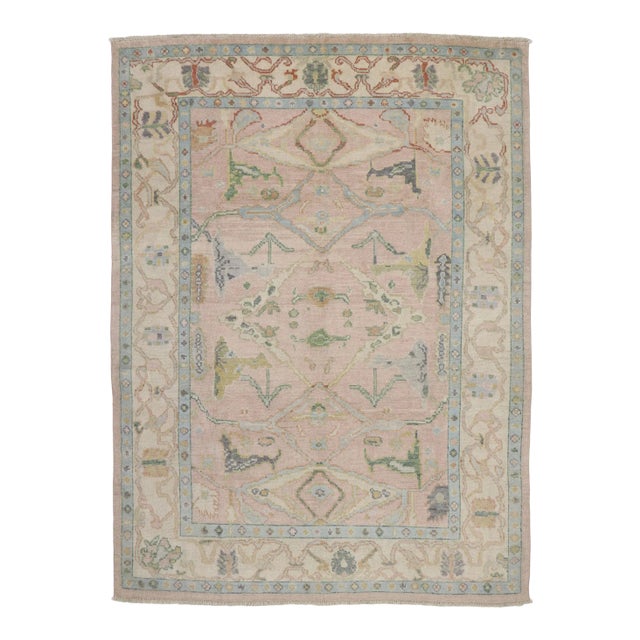 Vintage Pink Oushak Style Rug - 09'04 X 12'08 For Sale