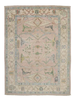 Vintage Pink Oushak Style Rug - 09'04 X 12'08