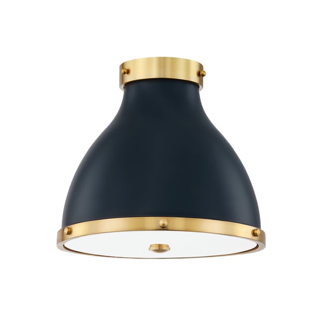 2020s Hudson Valley Lighting Mark D. Sikes Painted No. 3 2-Light Flush Mount, Aged Brass/Darkest Blue For Sale - Image 5 of 5