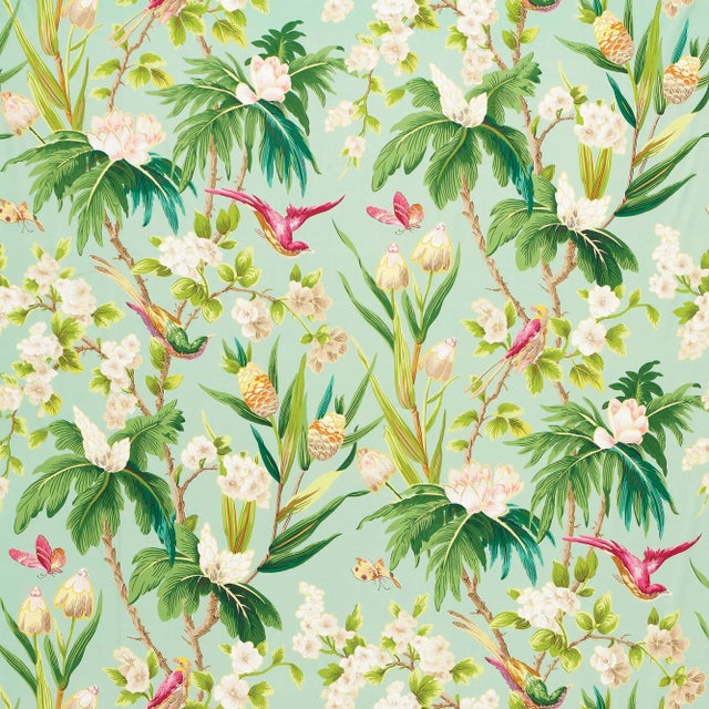 Contemporary Sample - Schumacher Seychelles Wallpaper in Sea For Sale - Image 3 of 3