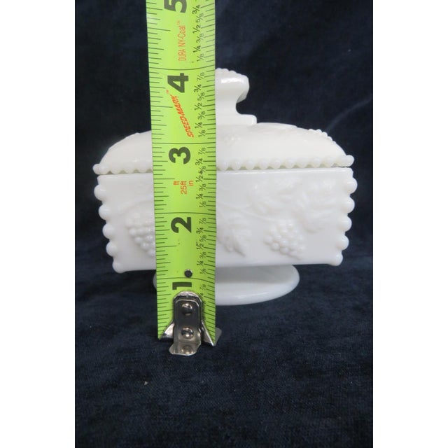 Traditional Early 20th Century Westmoreland White Milk Glass Beaded Grape Footed Candy Dish With Lid For Sale - Image 3 of 14