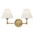 Transitional Mark D. Sikes 2 Light Classic Wall Sconce, Aged Brass, Natural Shade For Sale - Image 3 of 3