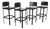 1980s Mid-Century Matteo Grassi Black Saddle Leather Sistina Bar Stools - Set of 4 For Sale