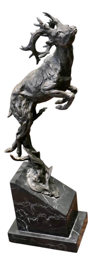 Vintage Bronze Sculpture of Deer Jumping, 1950