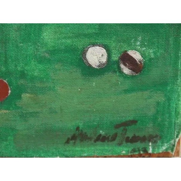 Artist: Andrew Turner, American (1944 - 2001) Title: Pool Shark Year: 1993 Medium: Oil on Canvas Mounted to Wood, signed...