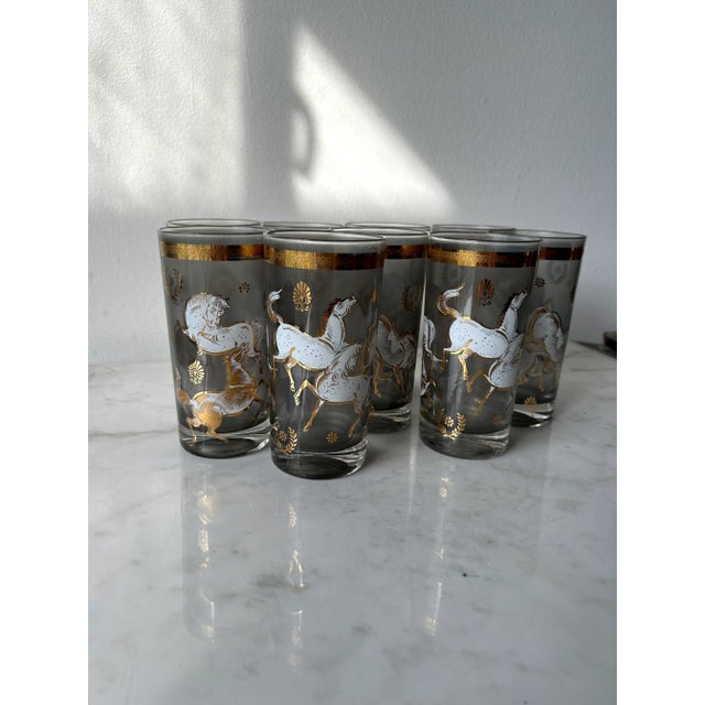1950s Mid-Century Modern Culver Glass Ming Horse Highball Glasses- Set of 9 For Sale In Los Angeles - Image 6 of 10