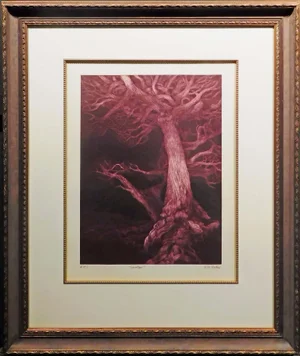 g.h Rothe "Shelter" Artwork Tree Framed Hand Signed Limited Edition Paper