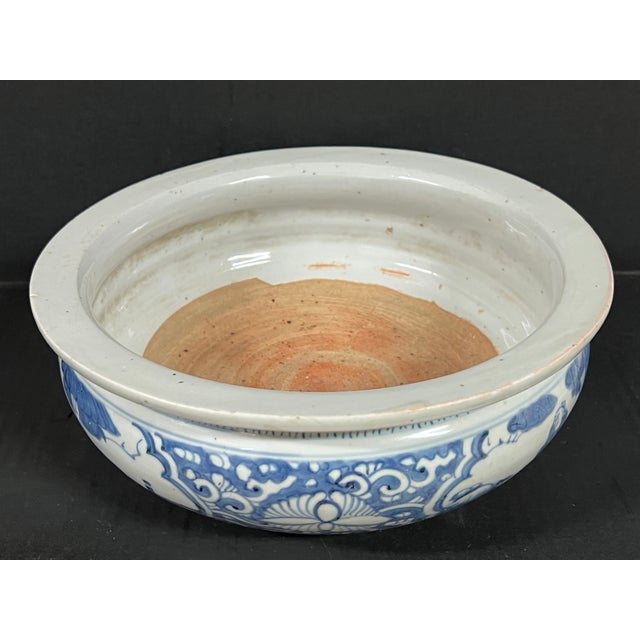Chinese Art Late 20th Century Porcelain Blue and White Incense Burner Floral and <ountain Scenery Design For Sale - Image 13 of 15