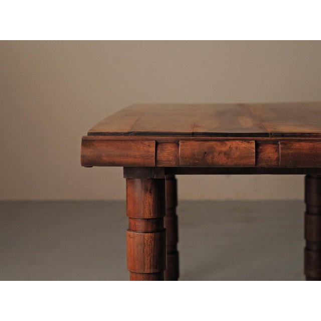 Wood Modernist Oak and Walnut Table, France, 1940s For Sale - Image 7 of 16