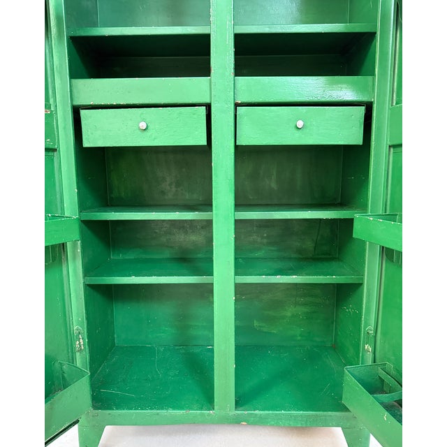 1950s Vintage Green Metal Cabinet, 1950s For Sale - Image 5 of 14