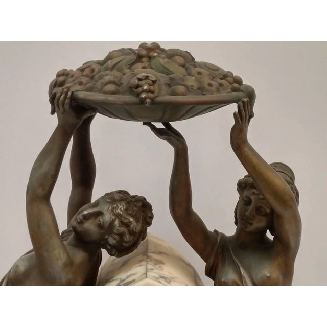 French Art Nouveau Sculpture Clock For Sale - Image 10 of 11