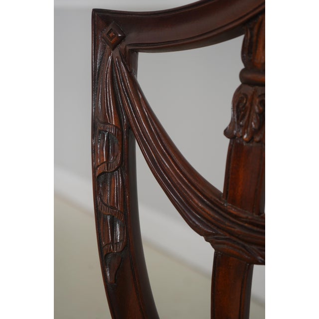 Wood Set of 8 Maitland Smith Shield Back Mahogany Dining Room Chairs For Sale - Image 7 of 18