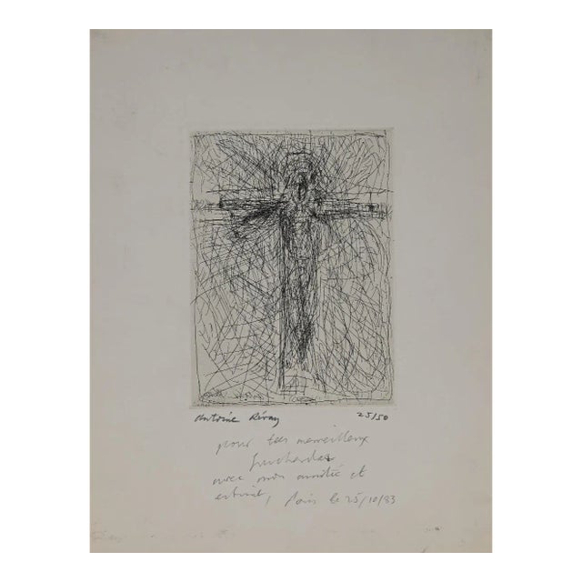 Antoine Revoy, Christ on the Cross, Etching, 1983 For Sale