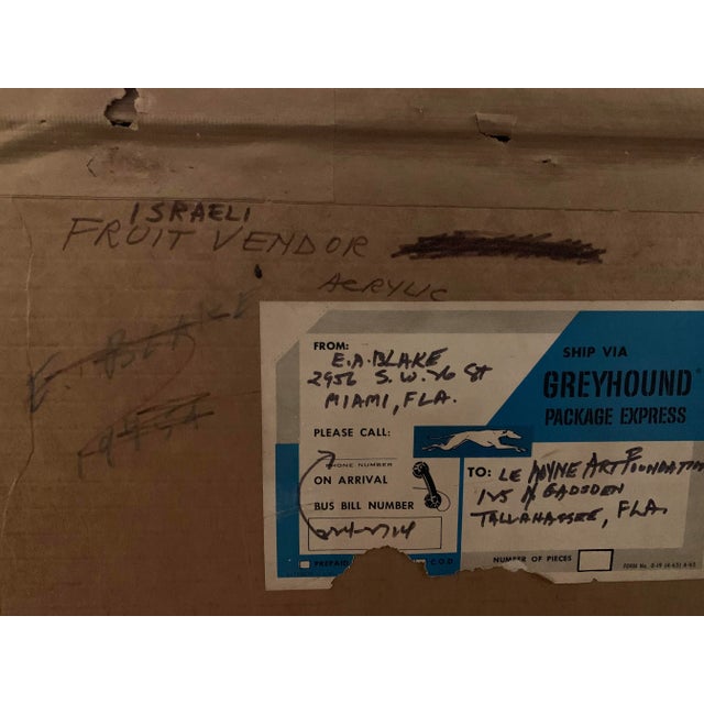 1960s Fruit Vendor Acrylic on Canvas by Ea Blake For Sale - Image 9 of 10