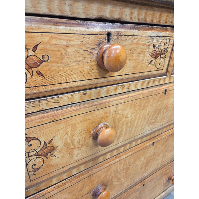 Antique Late 19th Century English Pine Faux Bois Maple Chest of Drawers For Sale - Image 10 of 14