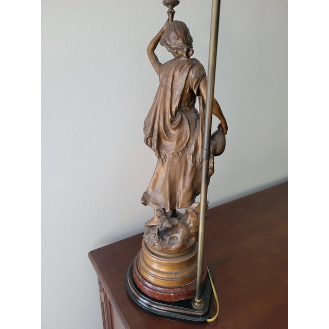 Early 20th Century Luca Madrassi Bronze Statue Lamp For Sale - Image 9 of 12