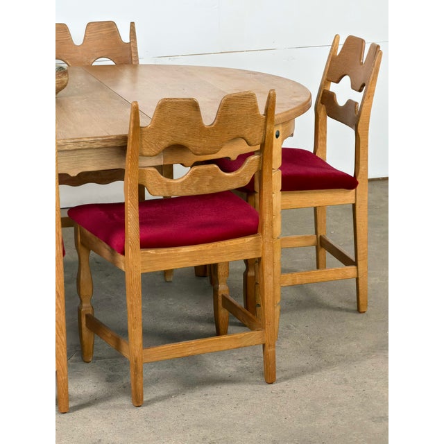 Vintage Razorblade Dining Chairs in Oak by Henning Kjærnulf for Nyrup, 1960s, Set of 6 For Sale - Image 6 of 11
