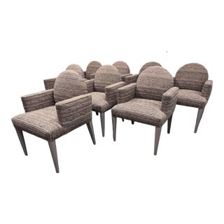 Circa 1980's Angelo Donghia Post Modern Arm Chairs, Set of Eight For Sale
