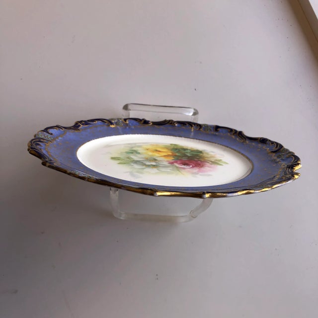 1920's Antique Adderley Hand Painted Bone China Floral Plate For Sale In New York - Image 6 of 7