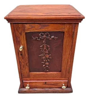 Antique Victorian Oak Wood Carved Chest / Antique Medicine Apothecary Cabinet