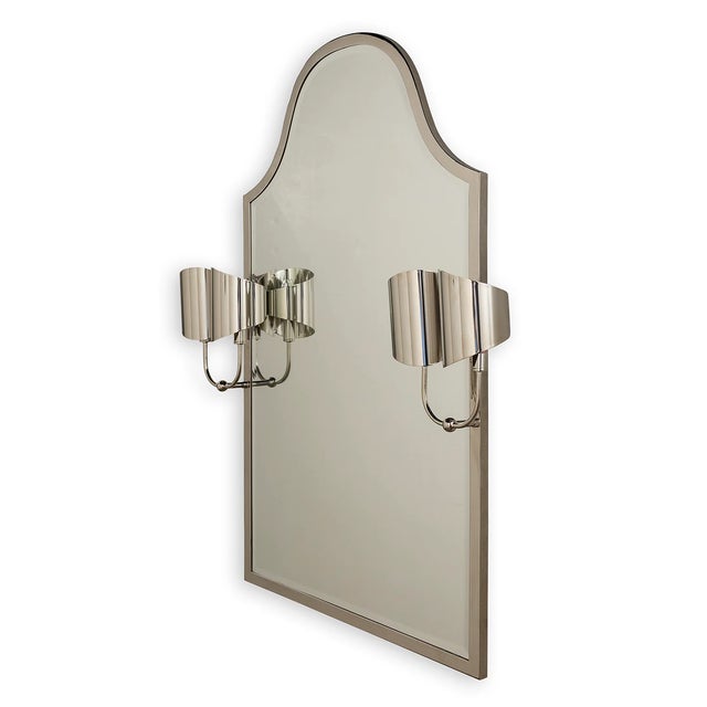 Mid-Century Modern Quinton Nickel Mirror With Sconces For Sale - Image 3 of 5