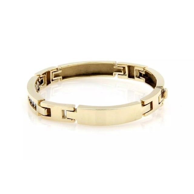 La Triomphe Diamond 14k Yellow Gold Curved Bar & H Link Bracelet For Sale - Image 4 of 6