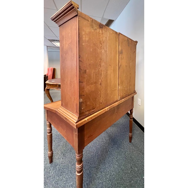 Antique Southern Pine Two Piece Plantation Secretary Desk For Sale - Image 12 of 12