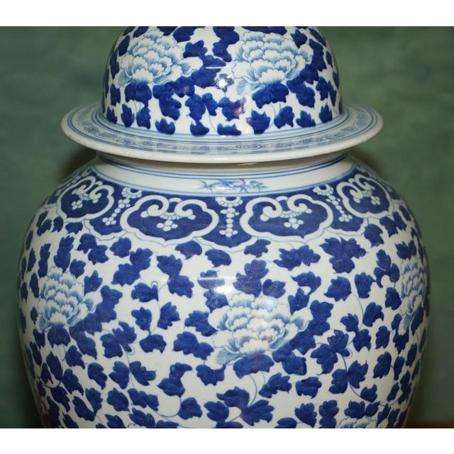 Large Chinese Style Blue and White Temple Jars from Ralph Lauren, Set of 2 For Sale - Image 16 of 18
