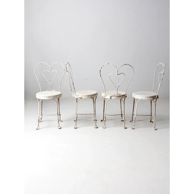 Metal Vintage Ice Cream Parlor Chairs Set of 4 For Sale - Image 7 of 10