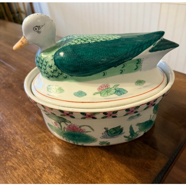 1970s Chinese Famille Rose Duck Tureen For Sale - Image 13 of 18