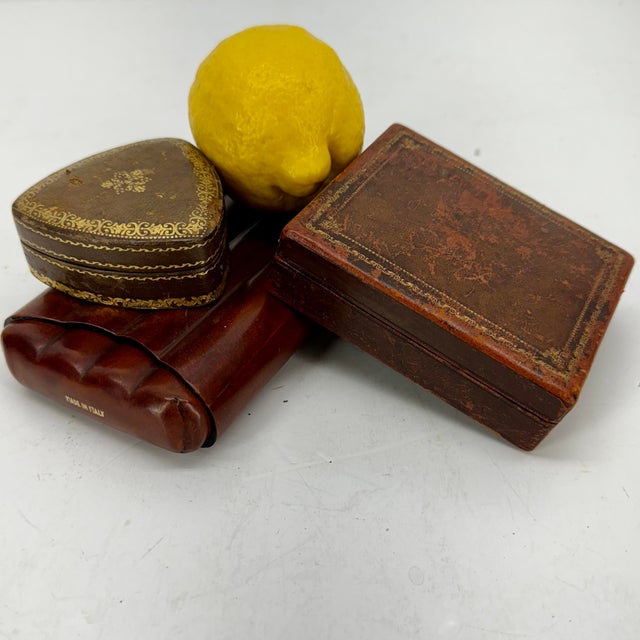 1920's Vintage Heart Shaped Italian Leather Box For Sale - Image 10 of 10