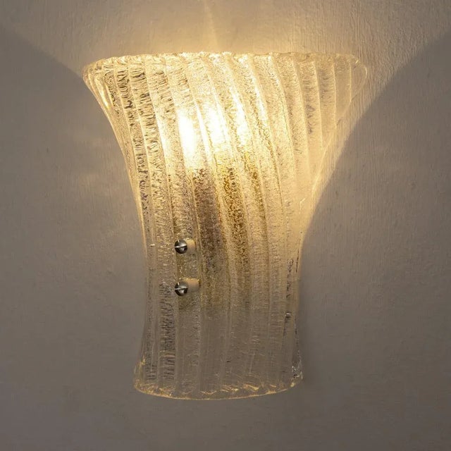 Ribbed Murano Glass Wall Lamp, 1960s For Sale - Image 9 of 11
