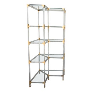 Mid 20th Century Brass, Lucite and Glass Étagère with Five Shelves For Sale