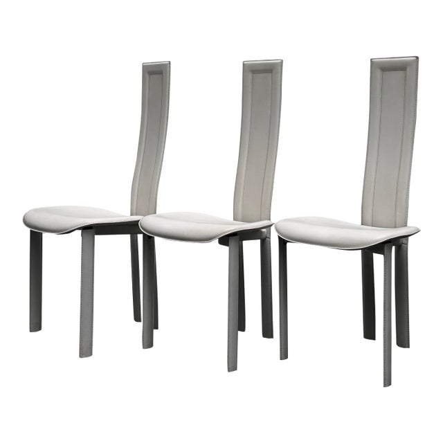 1980s Cattelan Italia White Leather Dining Chairs For Sale