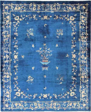 Keivan Woven Arts, 19-0802, Antique Chinese Peking Rug in Royal Blue Color- 12′4″ × 14′6″