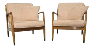 1950s Folke Ohlsson Model Usa-143 Lounge Chairs by Dux Original Pink Fabric - a Pair