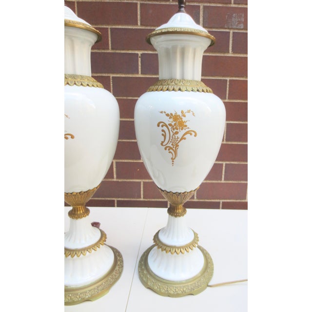 Ceramic Early 20th Century Sevres Porcelain and Gilt Bronze Mounted Louis XV Lamps- A Pair of 2 For Sale - Image 7 of 13