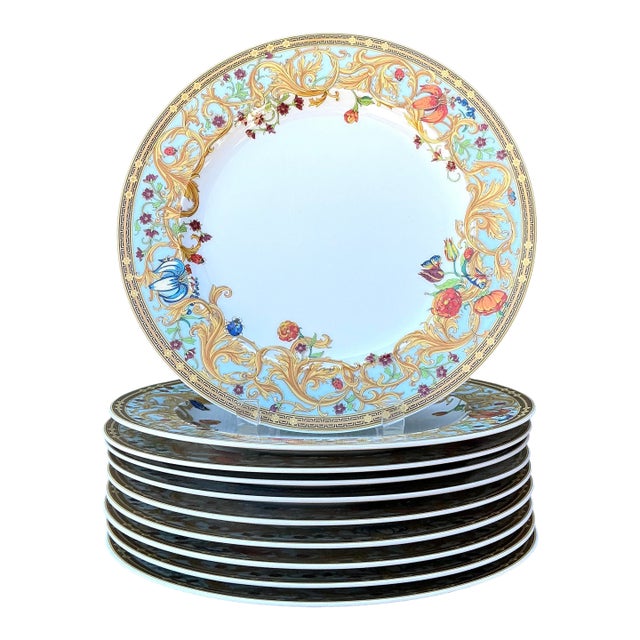 Vintage “Les Jardin De Versace” for Rosenthal Dinner Plates Z- Set of 10 For Sale