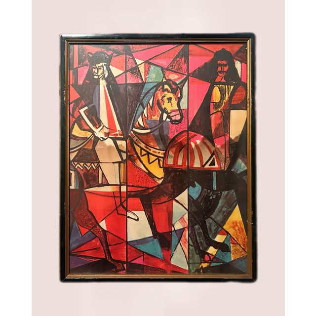 Mid-Century Modern Vintage 1950s Abstract Mid-Century Modern Café Lounge & Bar Framed Print After Peter Ostuni Savoy Hotel Mural - Set of 2 For Sale - Image 3 of 7