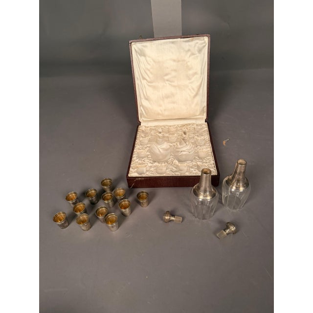 19th Century English Crystal Liquor Set in Silk-Lined Carrying Case - 14 pcs For Sale - Image 9 of 11
