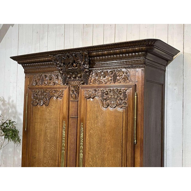 Wood 19th Century Norman Wedding Armoire in Light Oak For Sale - Image 7 of 18