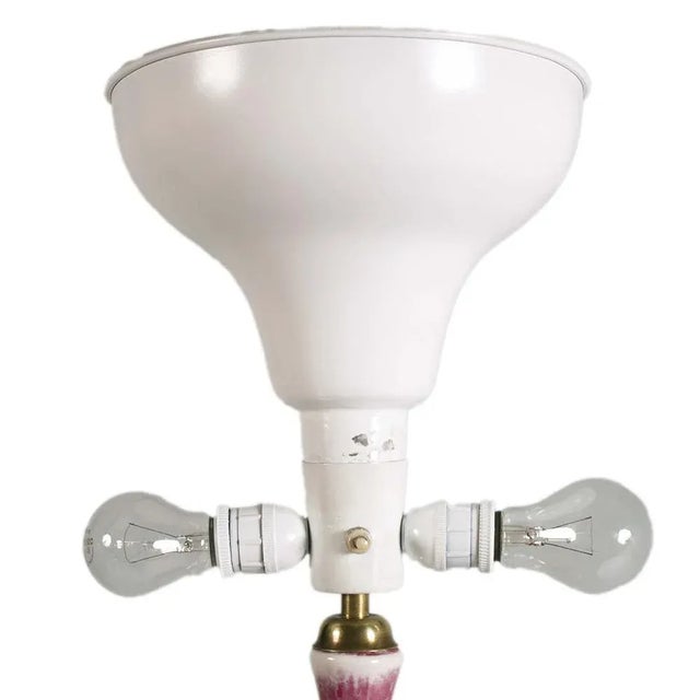 Art Deco Floor Lamp with Gilt Brass Stem and Porcelain Inserts by Richard Ginori, 1930s For Sale - Image 4 of 8