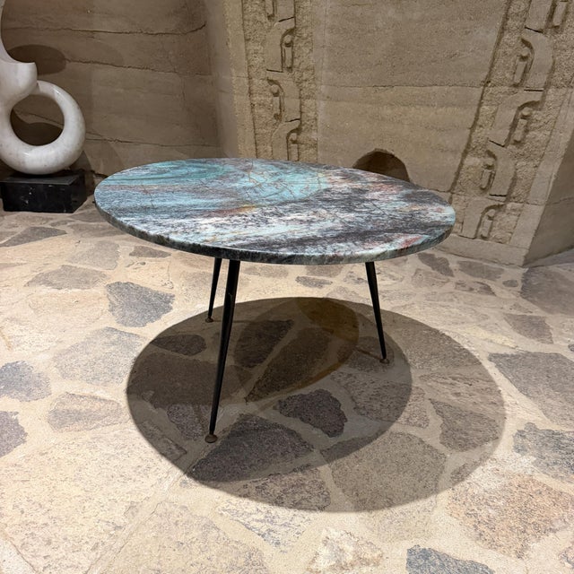 Attributed to Ice Parisi Italian Coffee Table Mid Century Modern Green Stone For Sale In San Diego - Image 6 of 8