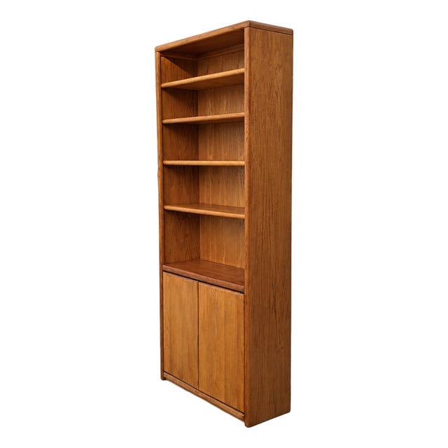 Late-20th-Century Oak Bookcase With Adjustable Shelves For Sale