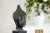 Black Vintage Bronze Buddha Head Sculpture Mounted on Black Laminate Display Base For Sale - Image 8 of 12